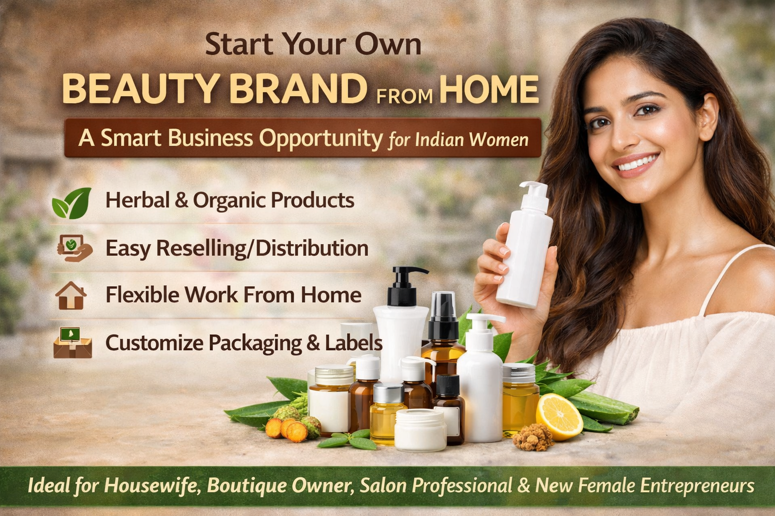 Herbal & Organic Beauty Manufacturing Unit, Brand Development, and Beauty Business Support for All Indian Businessmen and Businesswomen